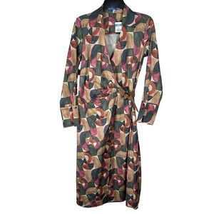 NEW J McLaughlin Mercer Dress Multi Geometric Harmony Size Small Collared Wrap